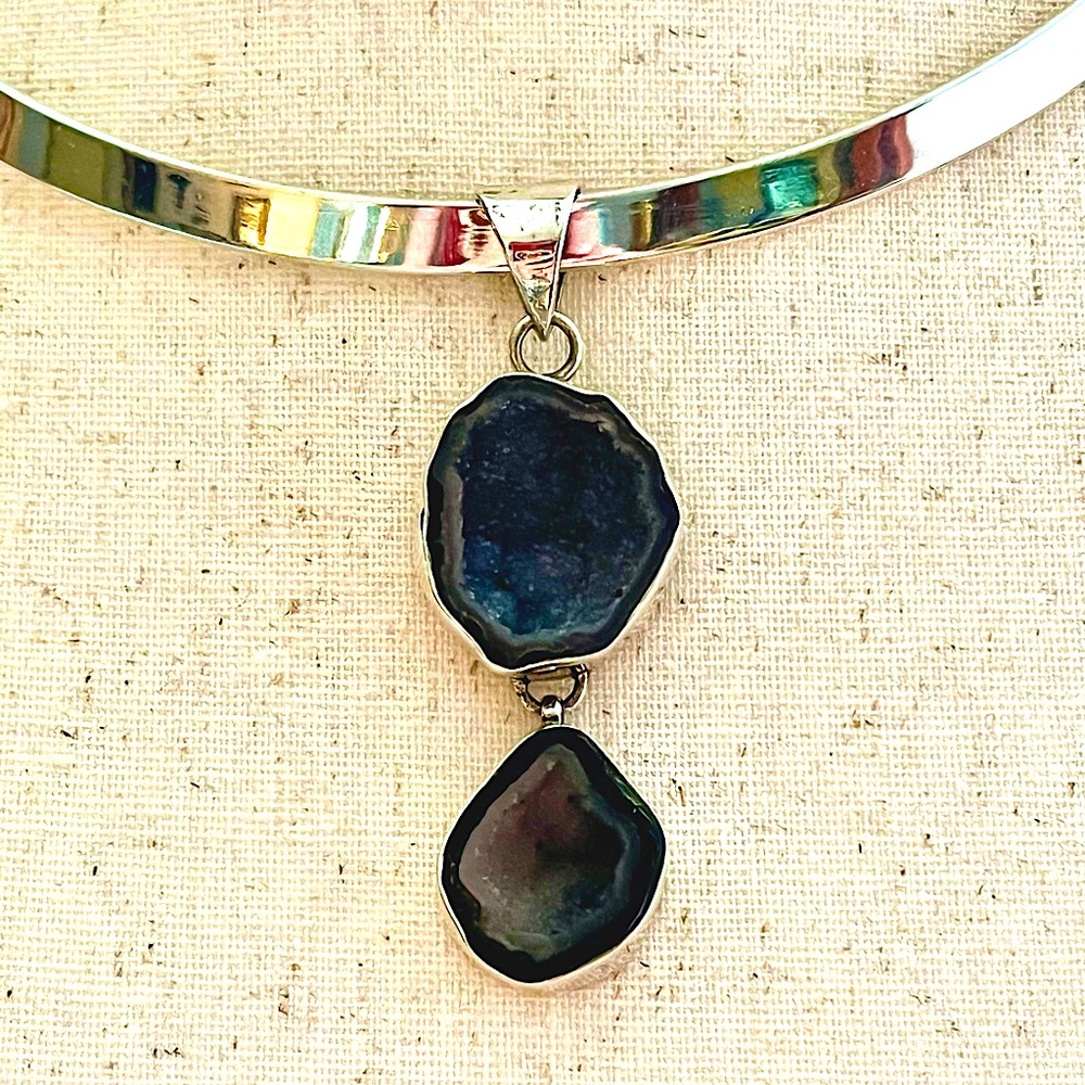 Sterling silver geodes with druzy